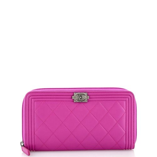 Boy Zip Around Wallet Quilted Lambskin Long