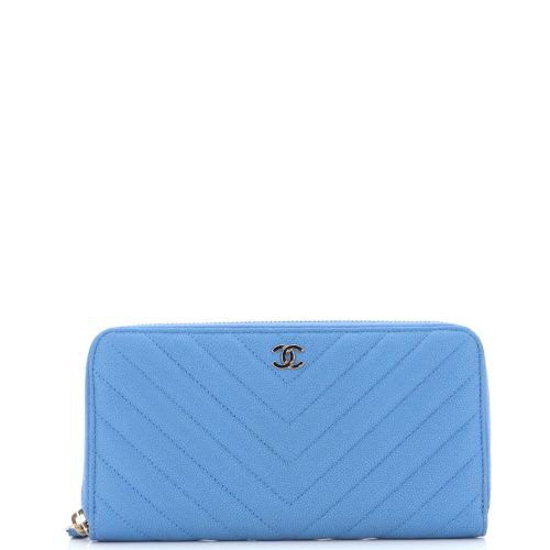 Zip Around Wallet Chevron Matte Caviar Long