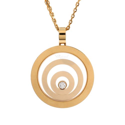 Happy Spirit Triple Circle Pendant Necklace 18K Yellow Gold with Diamond