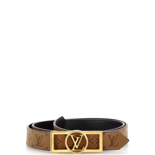 Dauphine Reversible Belt Reverse Monogram Canvas and Leather Thin 80