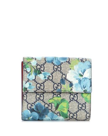 French Flap Wallet Blooms Print GG Coated Canvas