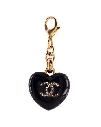 CC Heart Bag Charm Metal with Resin and Crystals