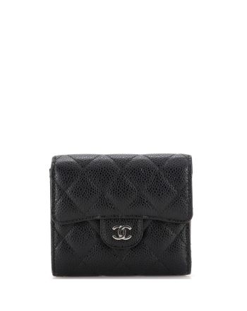 CC Compact Classic Flap Wallet Quilted Caviar