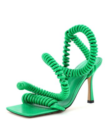 Women's Wire Stretch Heeled Sandals Leather and Rubber