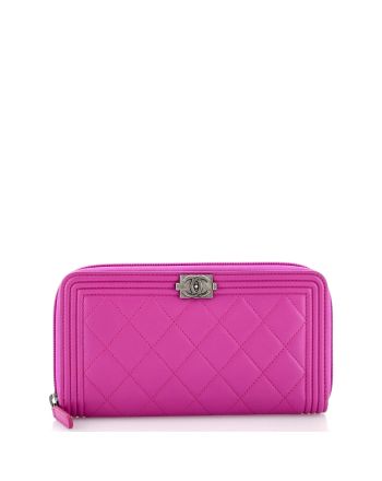 Boy Zip Around Wallet Quilted Lambskin Long