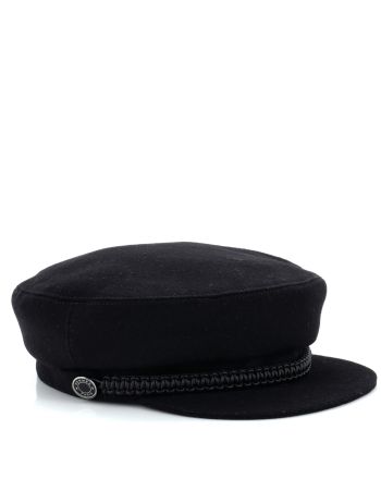 Deauville Newsboy Cap Cashmere with Braided Leather